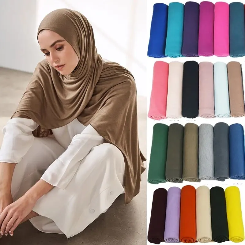 Abaya – foulard Hijabs doux pour femmes musulmanes, châle en Jersey de coton uni, Turban Long, bandeau enveloppant pour la tête hijab femme musulman echarpe luxe bandana noir turban femme bandeau hijab bandeau cheveux