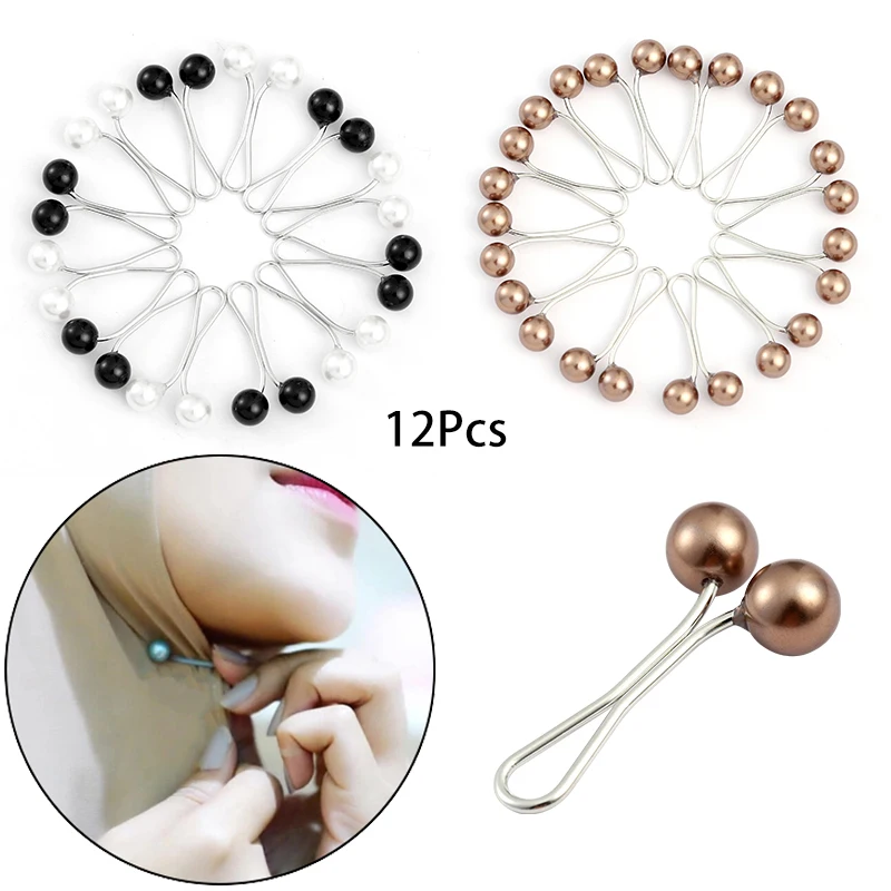 Ensemble de broches pour Hijab en perles, 12 pièces/ensemble, foulard Durag, Turban doux pour femmes, accessoires