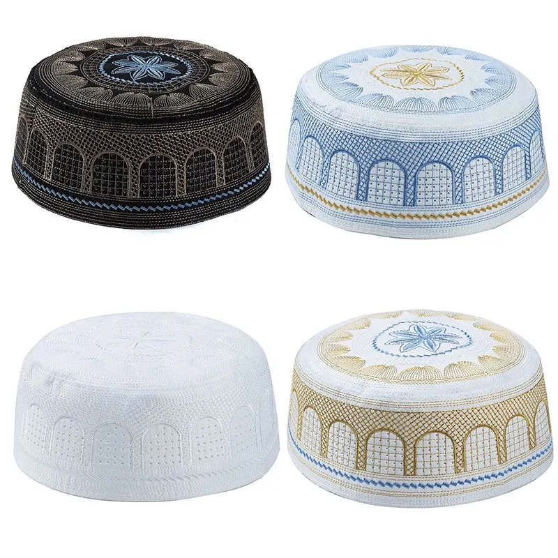 Nouveaux hommes musulmans casquette de prière chapeau coton broderie loisirs arabie saoudite chapeau islamique casquette hommes foulard Topkippot Turban casquette saoudienne