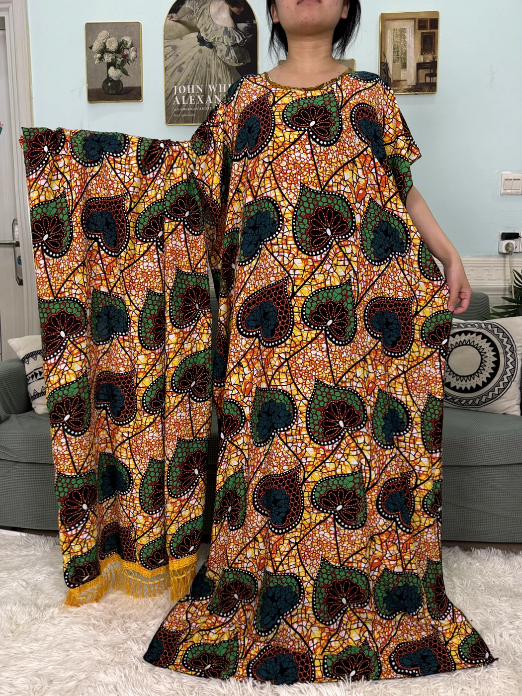 Abayas pour femmes 2025 imprimé coton doux coupe ample Femme Robe africaine Islam Nigeria robes avec 160x80 glands châle Sacrf