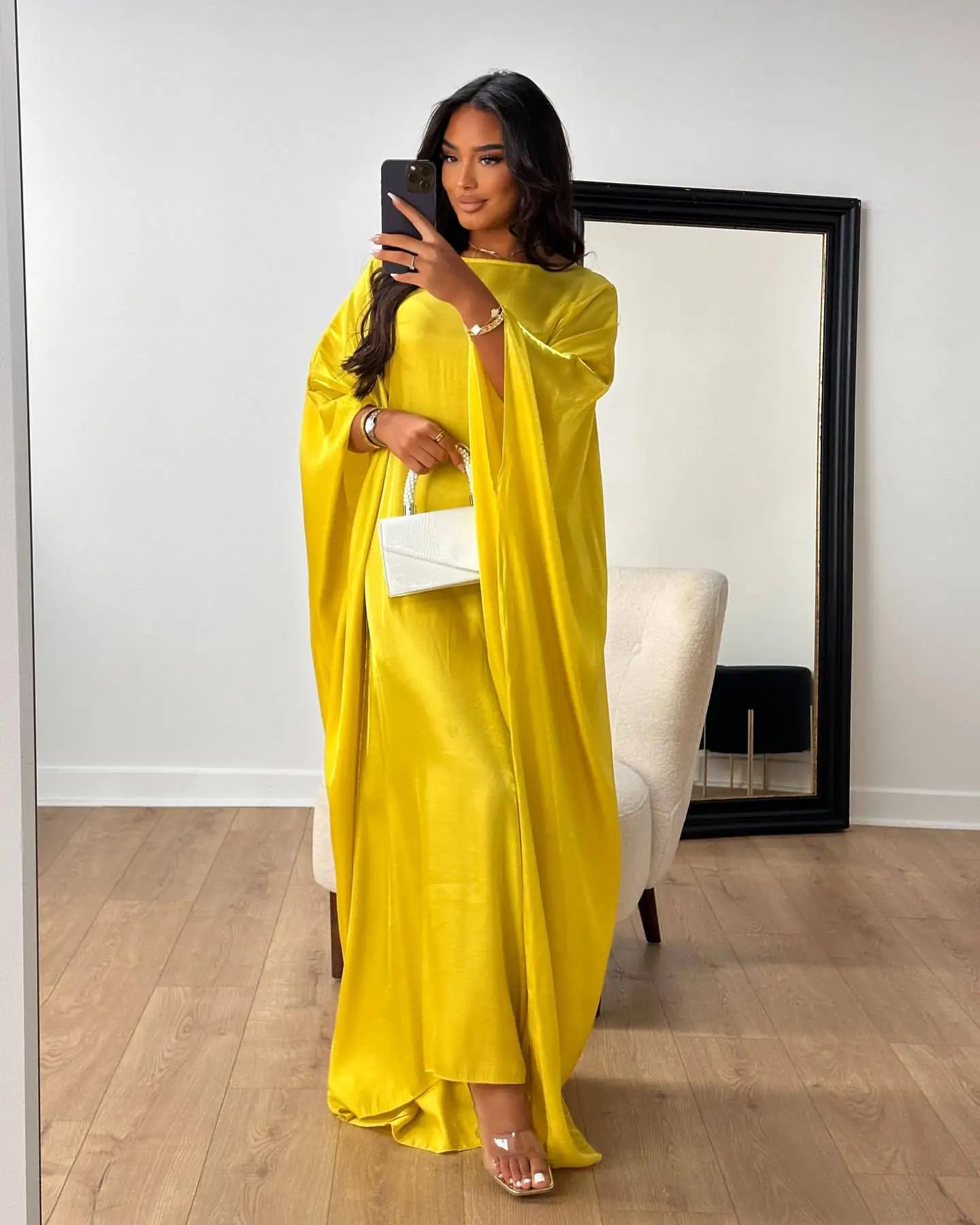 20 couleurs été papillon chauve-souris Satin brillant Abaya dubaï luxe Islam musulman Maxi caftan robe Kebaya AbayasWomen robes