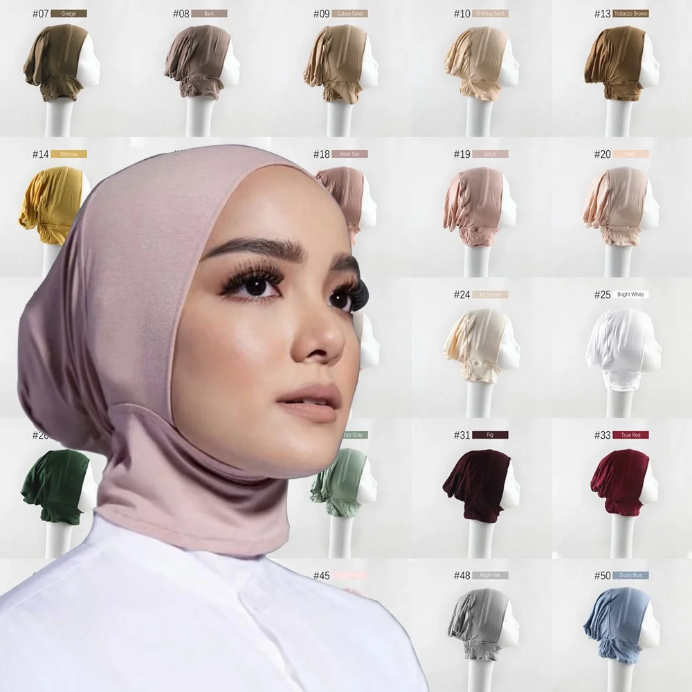 Casquette en Jersey Modal extensible, bandes intérieures Hijab, chapeaux, sous-foulard musulman, Turban, Bonnet, écharpe islamique, couvre-chef