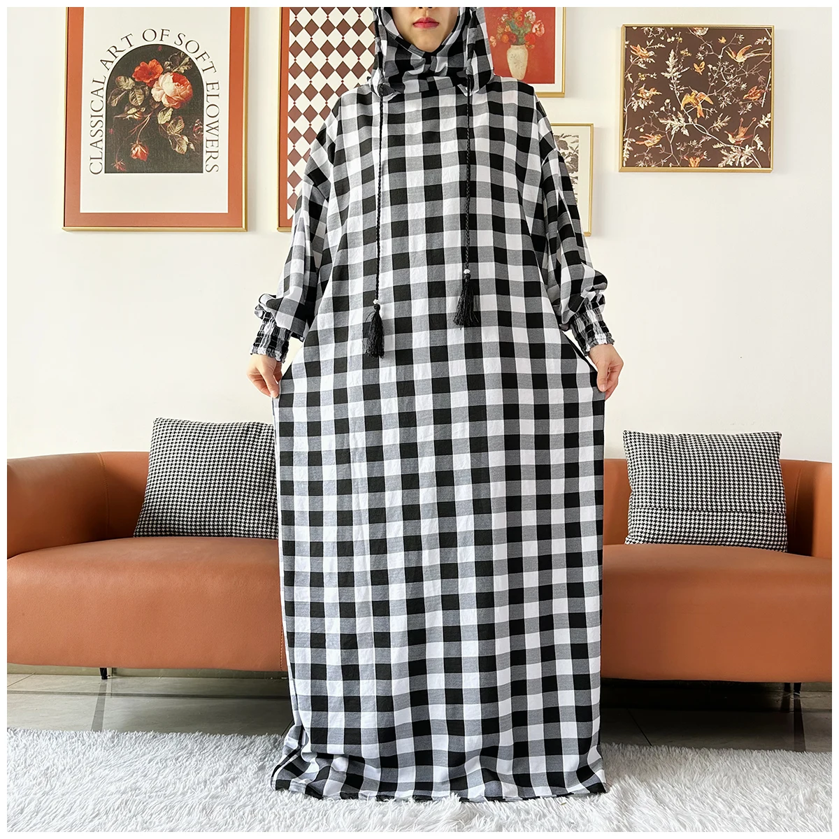 Dernier Ramadan femmes Abaya deux chapeaux dubaï turquie Islam vêtements de prière ponçage coton tissu robes Islam femmes robe caftan