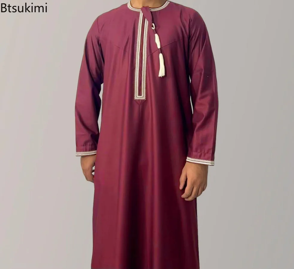 Eid Ramadan mode musulmane Abayas pour hommes robe à manches longues Robes brodées Jubba Thobe dubaï arabe saoudien caftan Islam vêtements