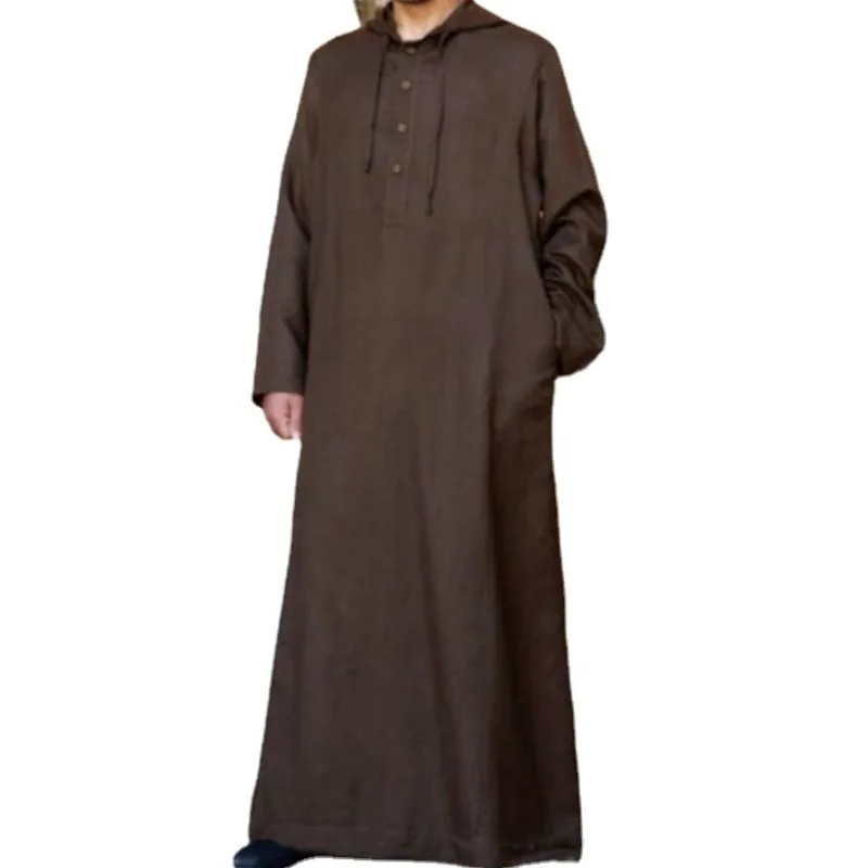Abaya Longue à Capuche pour Homme Musulman, Kaftan de Loisirs en Coton, Jubba pour Adultes, Thobe, Tunique Islamique, Robe Arabe Saoudien, Kamis zones me