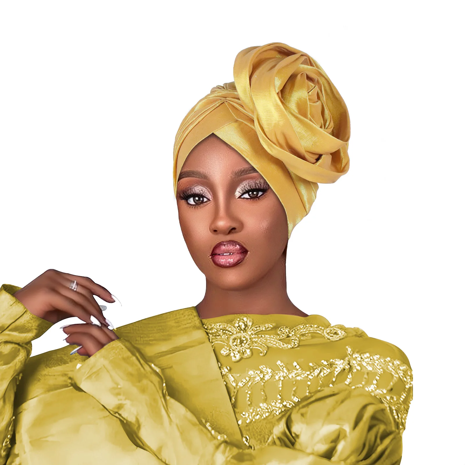 Élégant grande fleur Turban casquette pour femmes élastique africain dame bandeau islamique chapeaux Bonnet chapeau Turbante Mujer