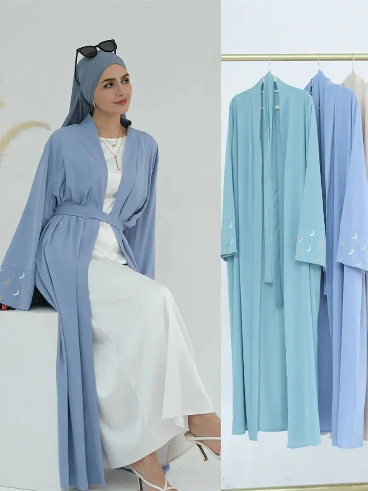 Ramadan lune brodé Abaya Kimono Damen dubaï luxe 2025 Islam caftan musulman robe modeste Kebaya Caftan Abayas pour les femmes