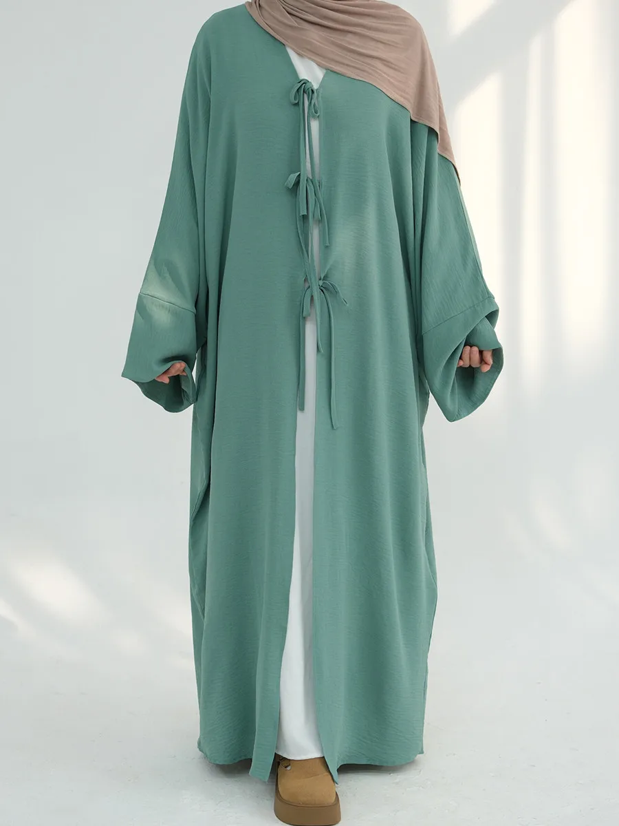Femmes musulmanes dubaï turc Abaya Eid Robe longue solide Kimono Cardigan modeste Ramadan Robe de prière caftan Femme Islam vêtements