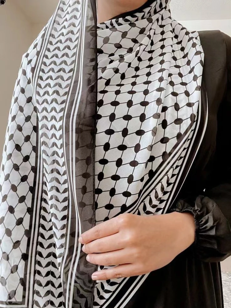 Longue Écharpe en Mousseline de Soie pour Femme, Hijab Vintage, Imprimé, Motif Géométrique, Tête Ronde, Légère, Fine, Douce, Confortable, Nouvelle Collection