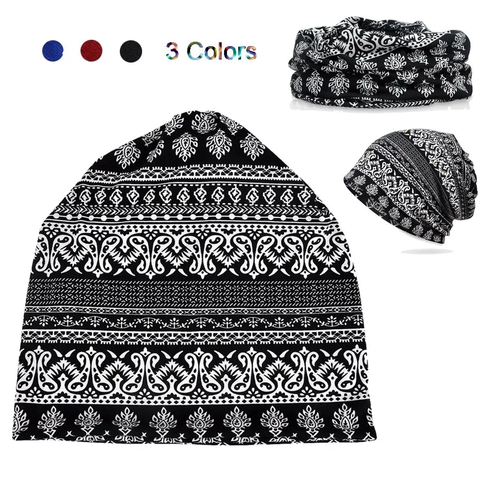 Bonnet Coton Noir Rouge Bleu Marine Coupe Douce Ajustee Tombé Léger Confortable Motifs Floraux Geometriques Quatre Saisons Multifonction
