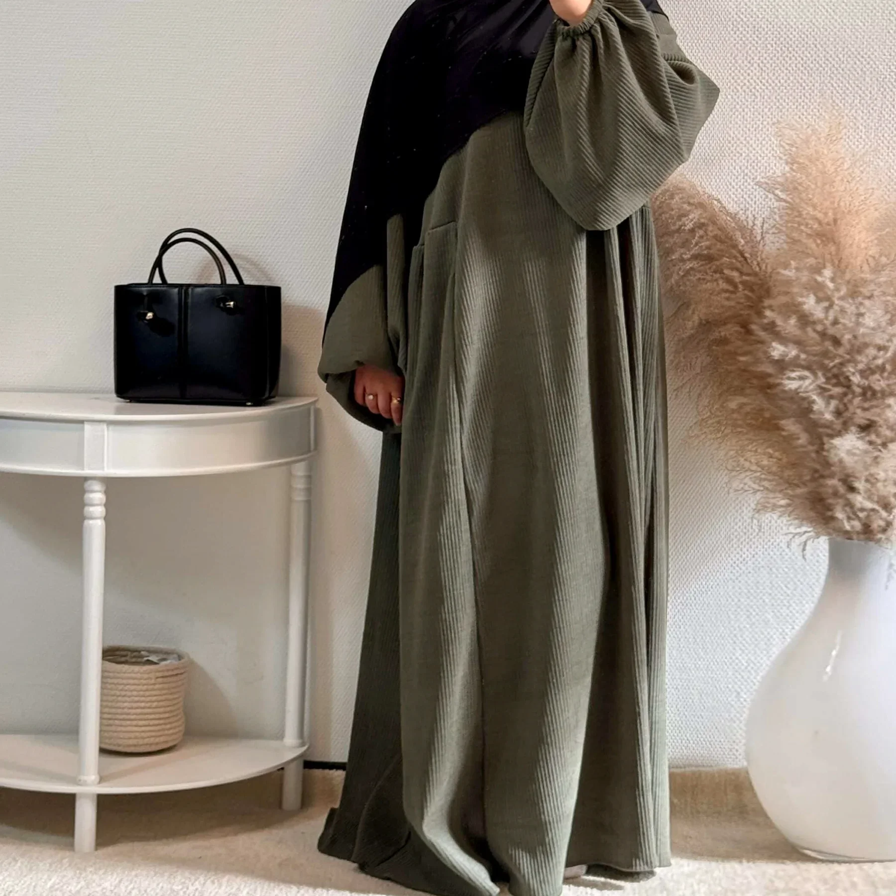 Abaya d'hiver en velours côtelé, Robe musulmane chaude fermée pour femmes, dubaï, luxe, turquie, Kaftan, Hijab, Ramadan Eid, vêtements islamiques