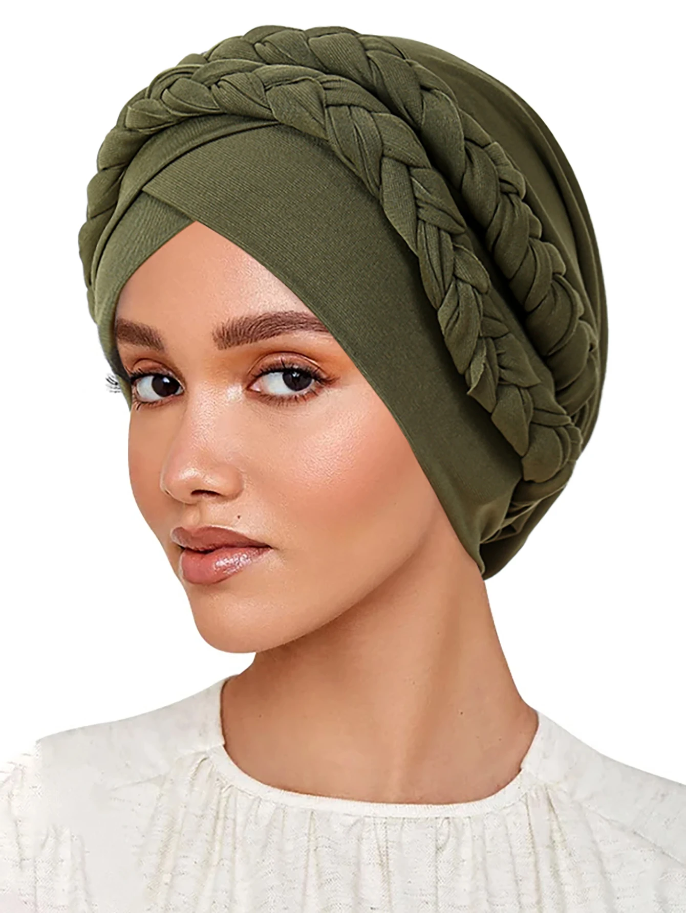 Casquettes Hijab musulmanes tressées de couleur unie pour femmes, Turban indien, Bonnet à la mode, accessoires pour vêtements islamiques