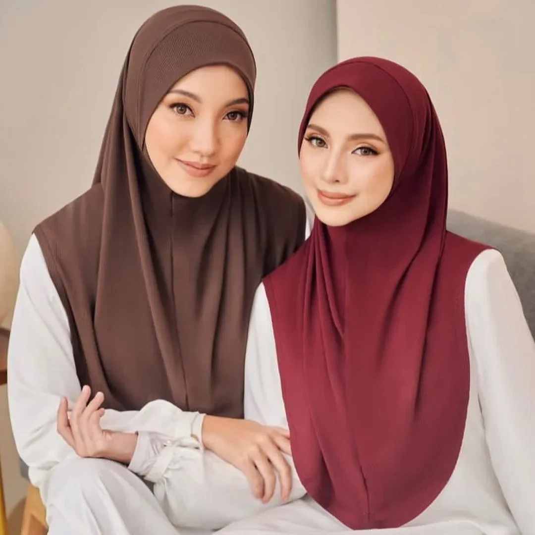 Hijab Polyester Arrondi Mi Torse Doublure Confortable Couleur Multiple Occasion Quotidienne Fete Soiree Elegante