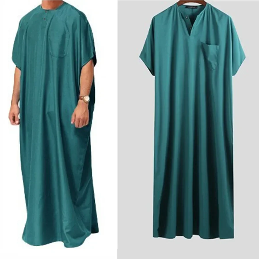 Abaya-Robe musulmane à manches courtes pour hommes, Kaftan arabe islamique, Vêtements vintage, Robe rétro, Moyen-Orient, Moyen-Orient, Été
