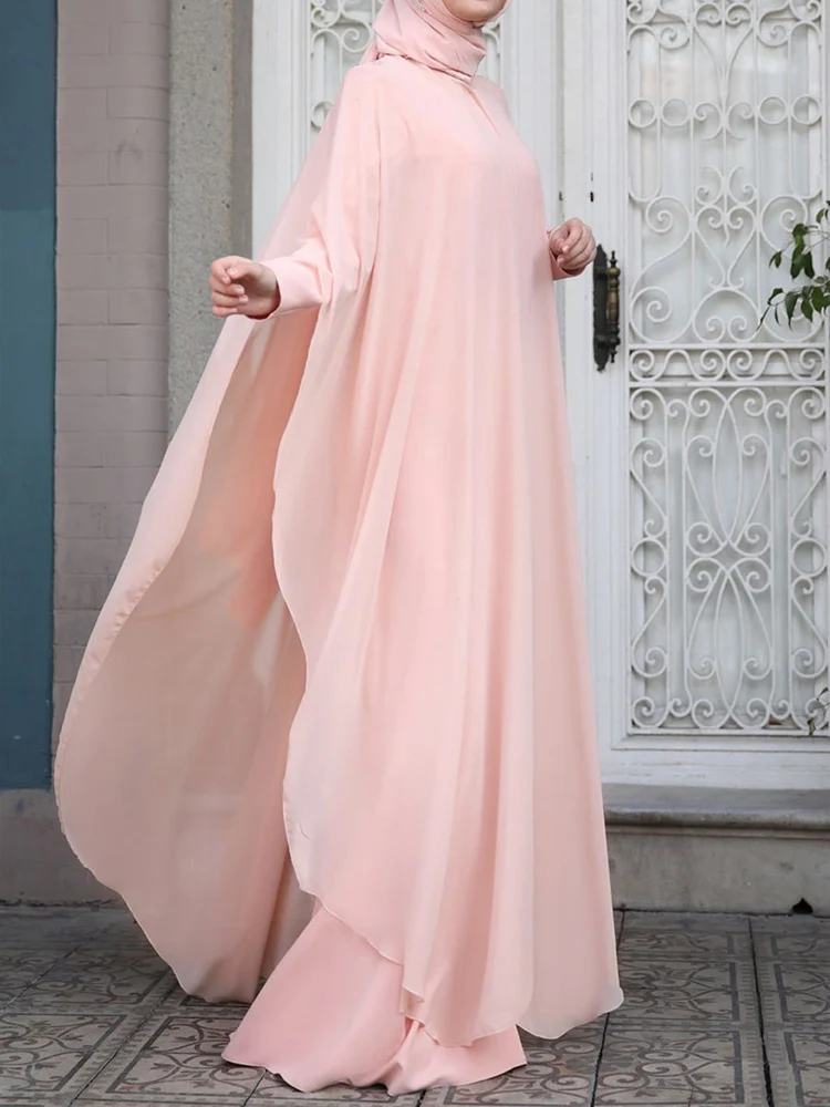 ZANZEA-Robe Abaya en Mousseline de Soie pour Femme, Robes Musulmanes Eid Mubarek, Hijab à Manches sulf, Vêtements Isamiques Éducatifs à la Mode