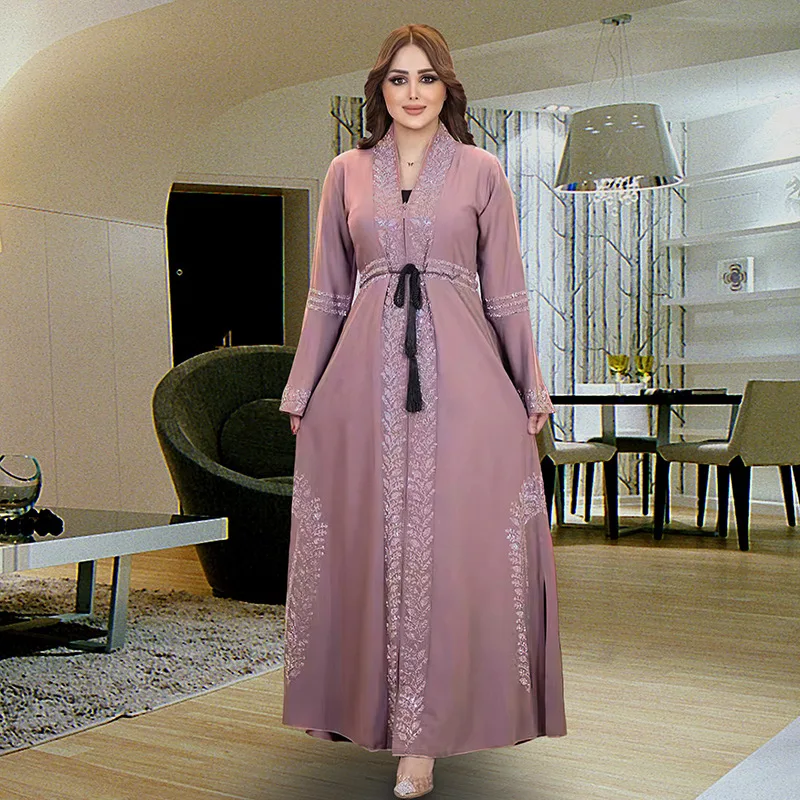 Femmes musulmanes Abaya Robe islamique dubaï modeste caftan Eid prière vêtements Vintage Renaissance arabe Flare à manches longues Maxi Robe