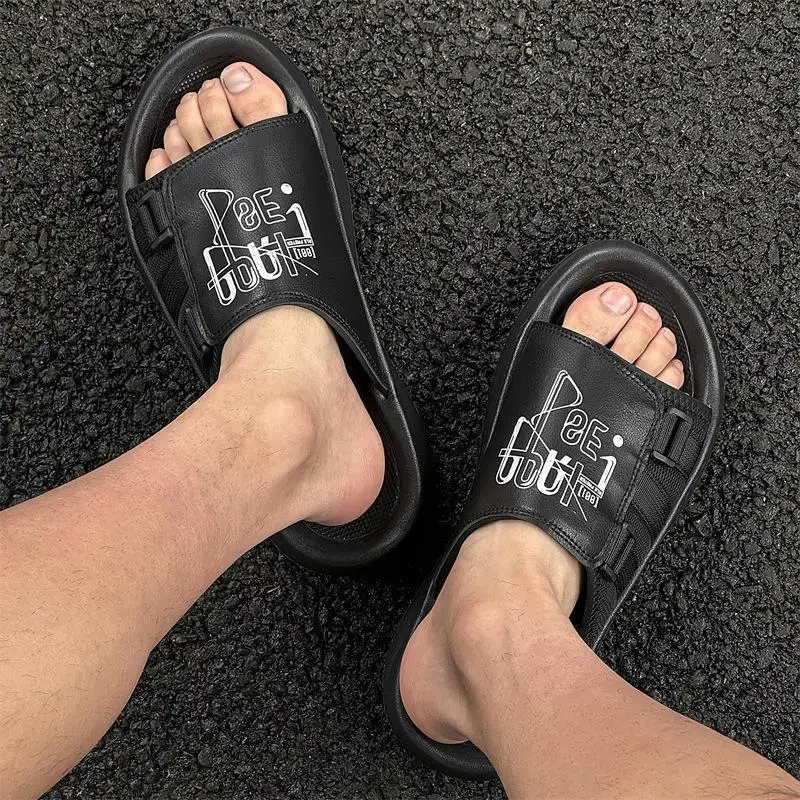 Nouvelles chaussures d'été hommes sandales plates antidérapantes marque chaussures pour homme vacances noir Beige chaussures semelle épaisse DX410