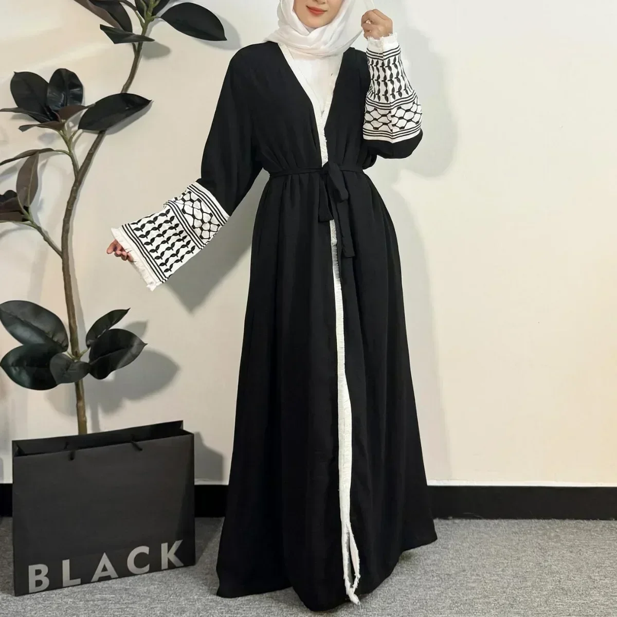 Abaya musulmane à manches longues pour femmes, cardigan ouvert devant, robe maxi, vêtements pour femmes, gland brodé, kaftans, jilbabs