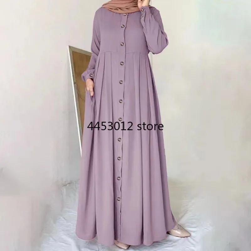 Femmes musulmanes dubaï Abaya turquie Hijab robe turquie automne à manches longues boutons vers le bas robe d'été Islam vêtements Abayas Maxi robes