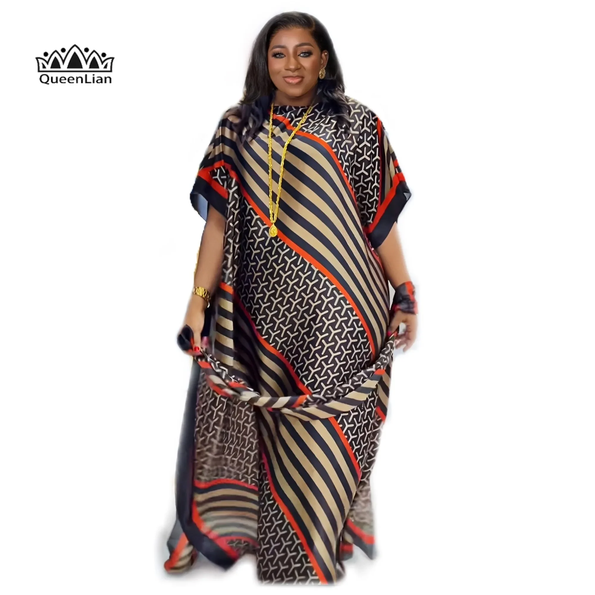 Nouveau Style de mode surdimensionné femmes africaines vêtements dubaï Dashiki Abaya taille libre conception d'impression avec écharpe robe longue ample