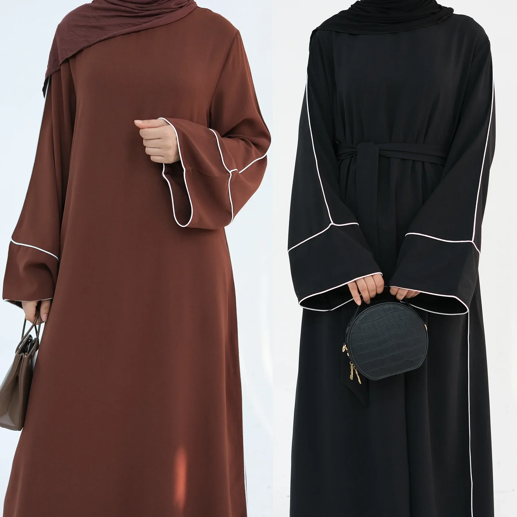 Eid plaine fermé Abaya Robe soie velours Abayas pour les femmes dubaï luxe musulman modeste robes vêtements islamiques caftan Hijab Robe