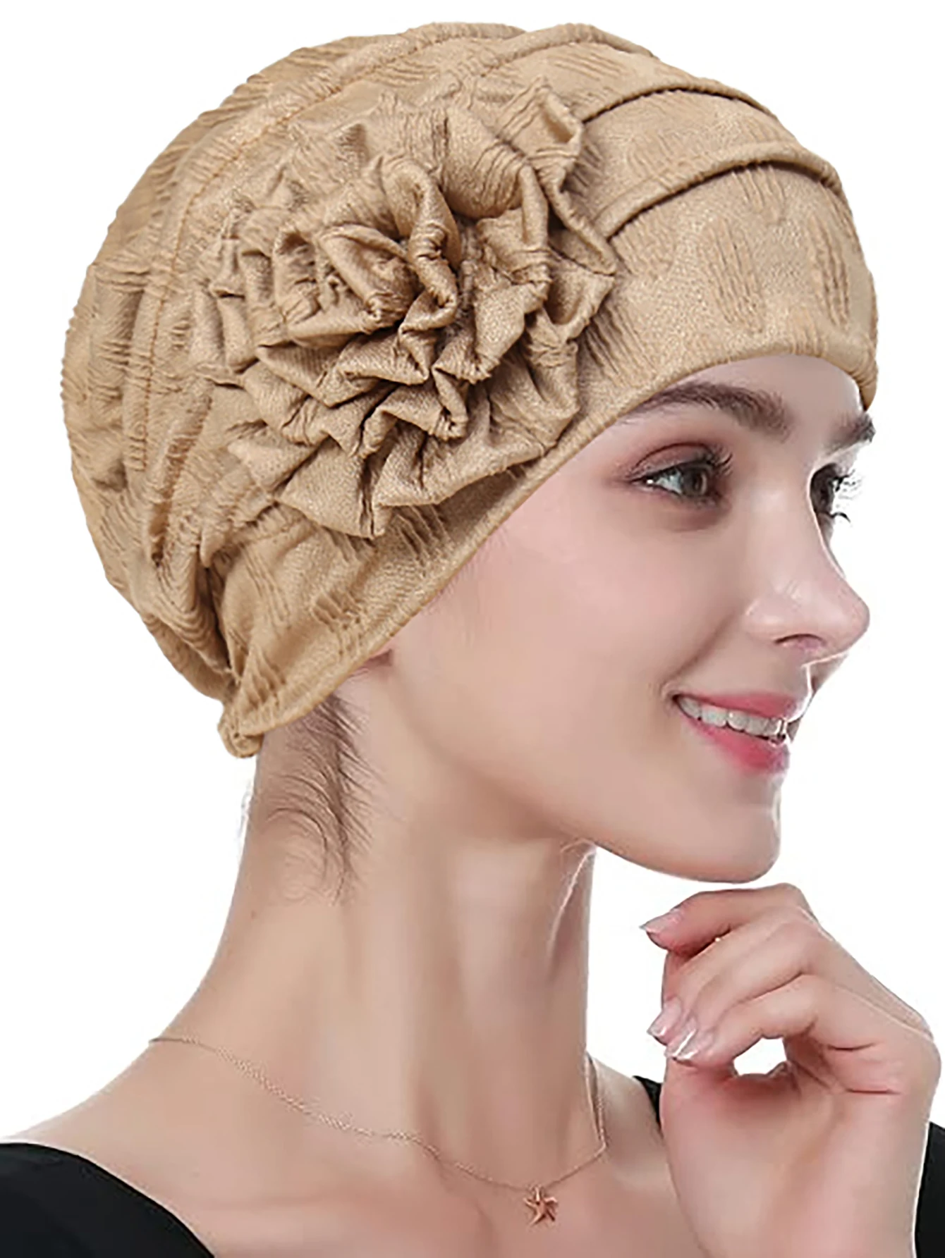 Turban Hijab pour femmes musulmanes, bonnet pour dames musulmanes, décor de fleurs, écharpe pour Ramadan, tête ronde, chapeaux indiens, document solide, à la mode