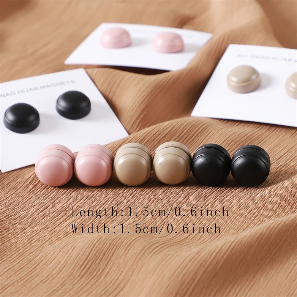 Vente chaude mode ronde aimant Hijab écharpe broches broches pour femme musulmane décoré accessoires dames broches unies 2 paires/sac