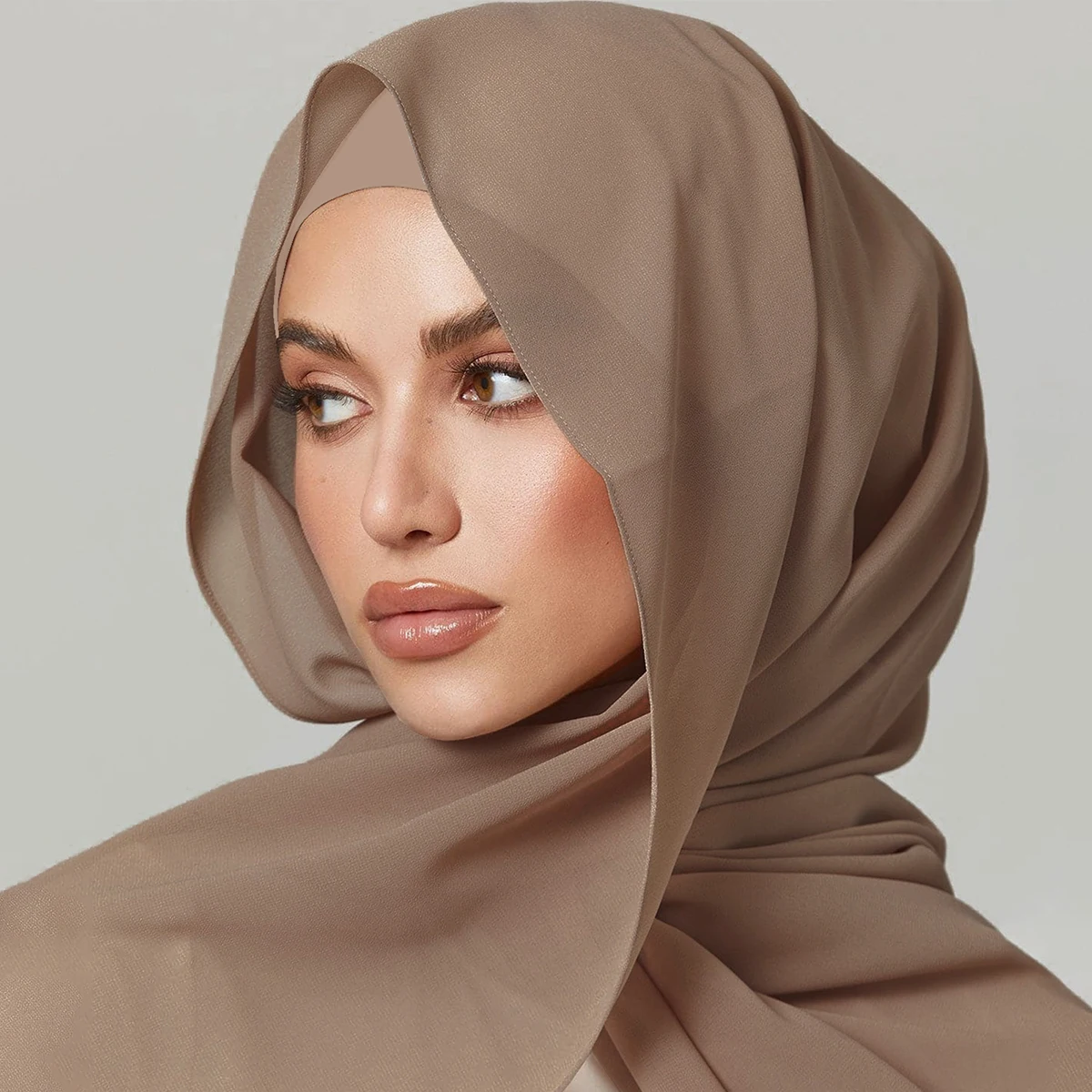 2 pièces/ensemble Hijab en mousseline de soie avec sous-capuchon couleur unie musulman Hijab châle élastique intérieur Islam Turban mode bandeau Bonnet 2 pièces