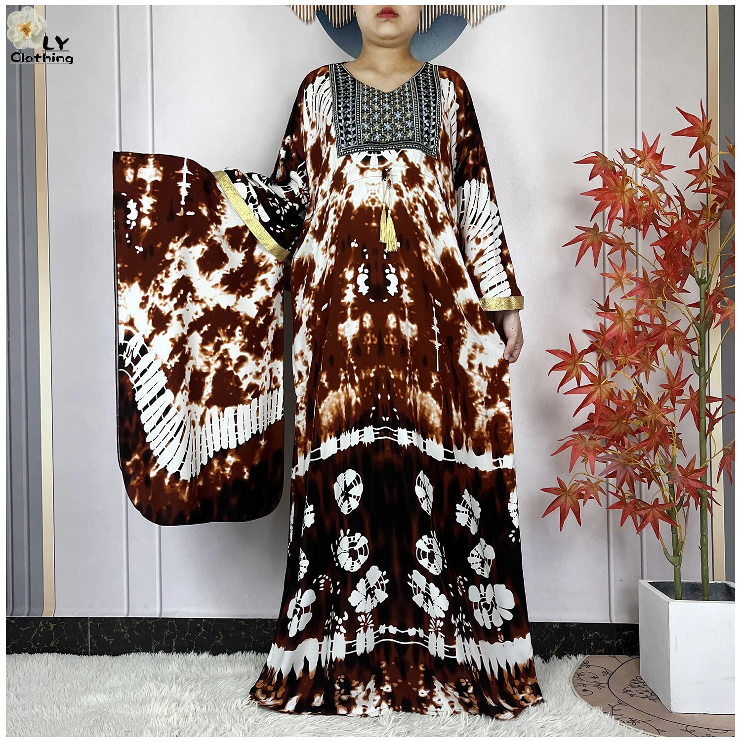 Abaya africain pour femmes, robe ample, manches chauve-souris, poches, haute qualité, teinture par nouage, tissu en pur coton, vêtements islamiques, nouvelle collection 2025