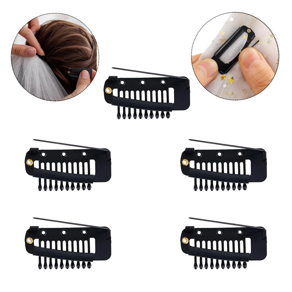 5 pièces pince à perruque avec épingles de sûreté sans couture Chunni Grip Dupatta réglage Clips pour filles femmes perruque foulard Hijab & Tikka