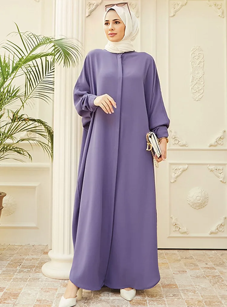 Abayas élégants violets et noirs pour femmes, robes musulmanes à manches longues, Cardigan de dubaï, vêtements Kimono, Hijab de soirée du Ramadan
