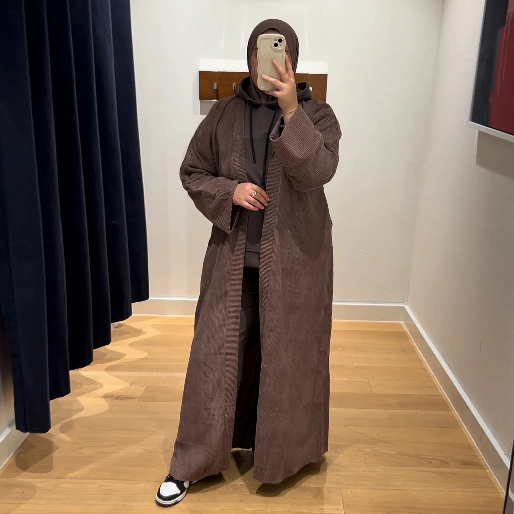 Maroc ouvert velours côtelé Abaya Eid femmes musulmanes robes Jalabiya Ramadan robes dubaï Abayas caftan automne arabe Cardigan Robe