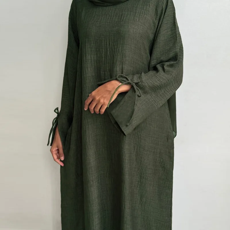 Robe Abaya ample et fermée pour femmes, robe musulmane pull, poignets fendus, vêtements d'extérieur Hijabi décontractés, vêtements islamiques de dubaï, Ramadan