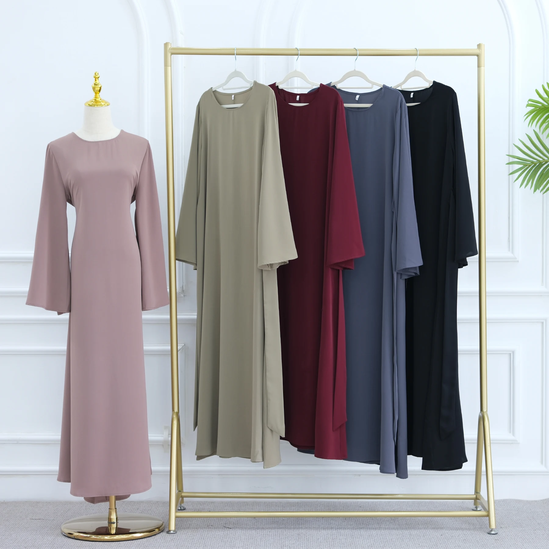 Robe Abaya élégante Hijabi, manches évasées, ceinture intégrée, robe longue pour femmes musulmanes, événement de soirée, vêtements islamiques du Ramadan Eid dubaï