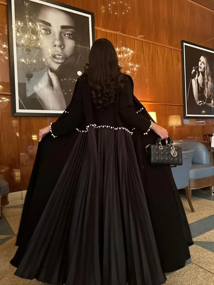 Eid musulman perle Abaya pour femmes perles Ramadan Cardigan plissé longue Robe maroc caftan longue Abayas dubaï Robe Jalabiya 2024