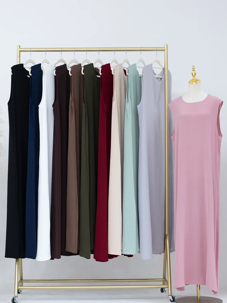 Ramadan noir blanc dubaï vêtements de prière femmes turquie Islam musulman modeste Jersey sous Abaya Robe Kebaya Robe Femme Musulmane