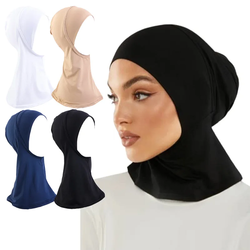 Sous-écharpe en coton avec trou d'oreille pour femme musulmane, Hijabs intérieurs en jersey, casquettes rondes devant, bonnet turban féminin, nouveau