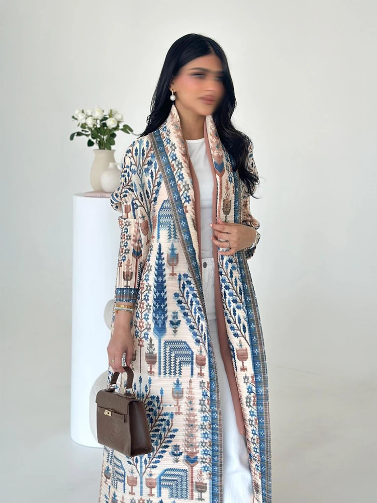 Vêtements arabes femme luxe décontracté Hijab Cardigan pleine longueur à manches longues manteau femmes musulman plissé dubaï ouvert Abaya Eid soirée