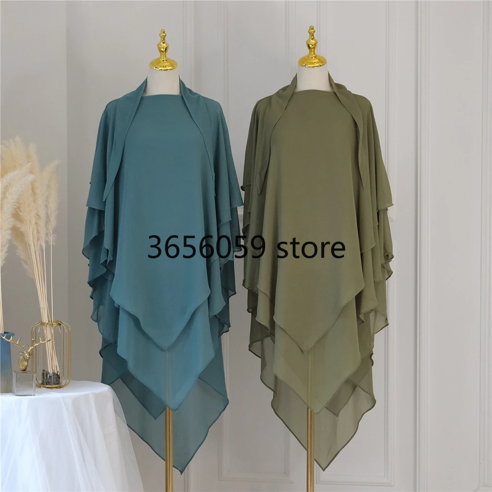 Écharpe de sauna Hijab pour femmes, Ramadan Eid, Abaya musulmane, 3 couches longues, tiens imar, vêtement de prière islamique, coiffure arabe, Niqab