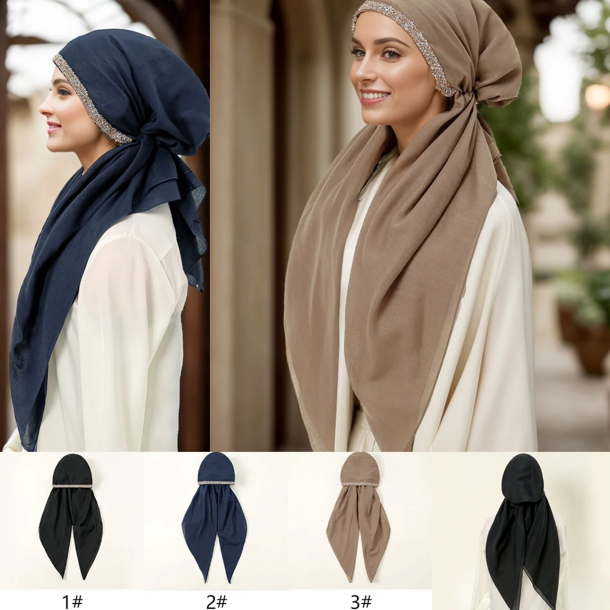Turban Instantané pour Femme Musulmane, Hijab, Bandeau de Sauna, Doux, Uni, Bonnet artificiel astique, Fin, Respirant, Enveloppes de Nuit