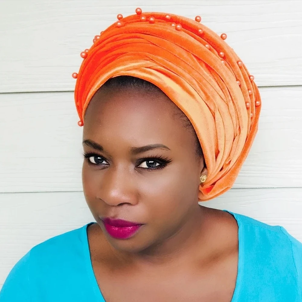 Turban Hijab en Velours Uni pour Femme, Chapeau Musulman à Longue Queue, Foulard Islamique, Bonnet Africain à Tête Ronde, 2022