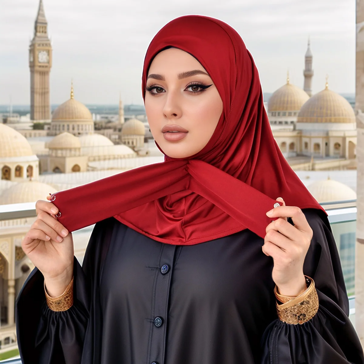Hijab turc prêt à porter avec fermeture à pression foulard musulman Bonnet col uni châles de tête Turban pour femme chapeau Islam sous casquette