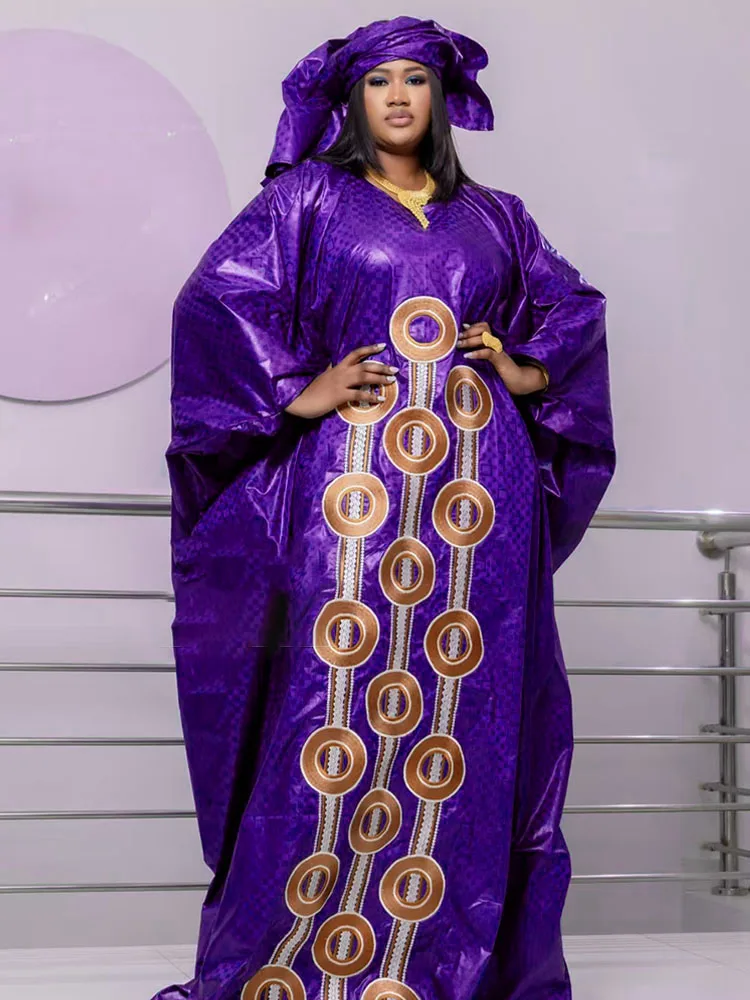 Robe longue Bazin pour femme – Robes de soirée Abaya multicolores, robes africaines brodées pour les soirées élégantes et les bals
