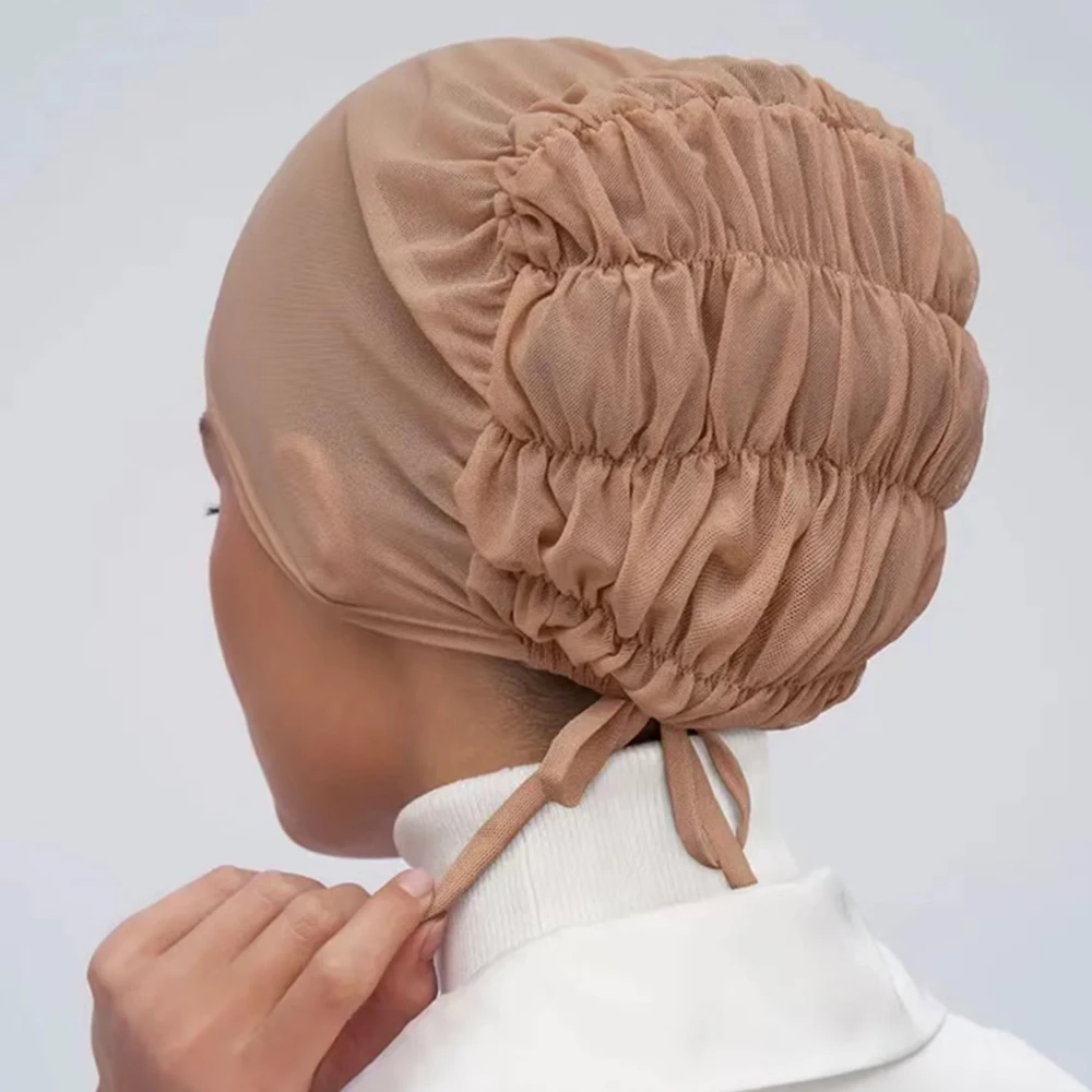 Hijab Polyester Clair Femme Forme Arrondie Coupe Douce Tombé Plissé Motif Minimaliste Translucide Jour Soirée Élégante