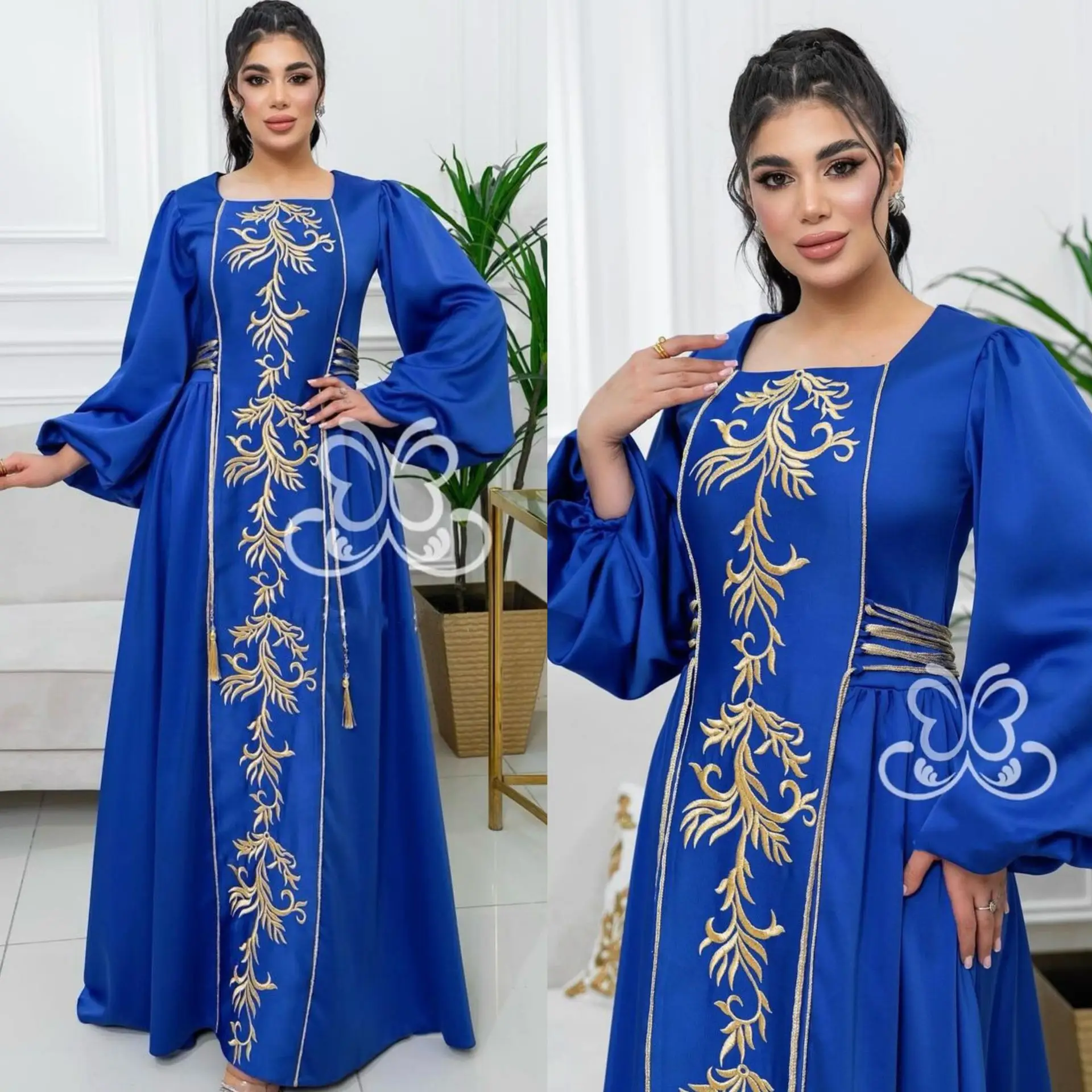 Abaya longue arabe pour femmes musulmanes, robe de soirée, broderie Jalabiya, Maroc, Dubaï, Kaftan, Islam, Ramadan, robe éducative, Eid