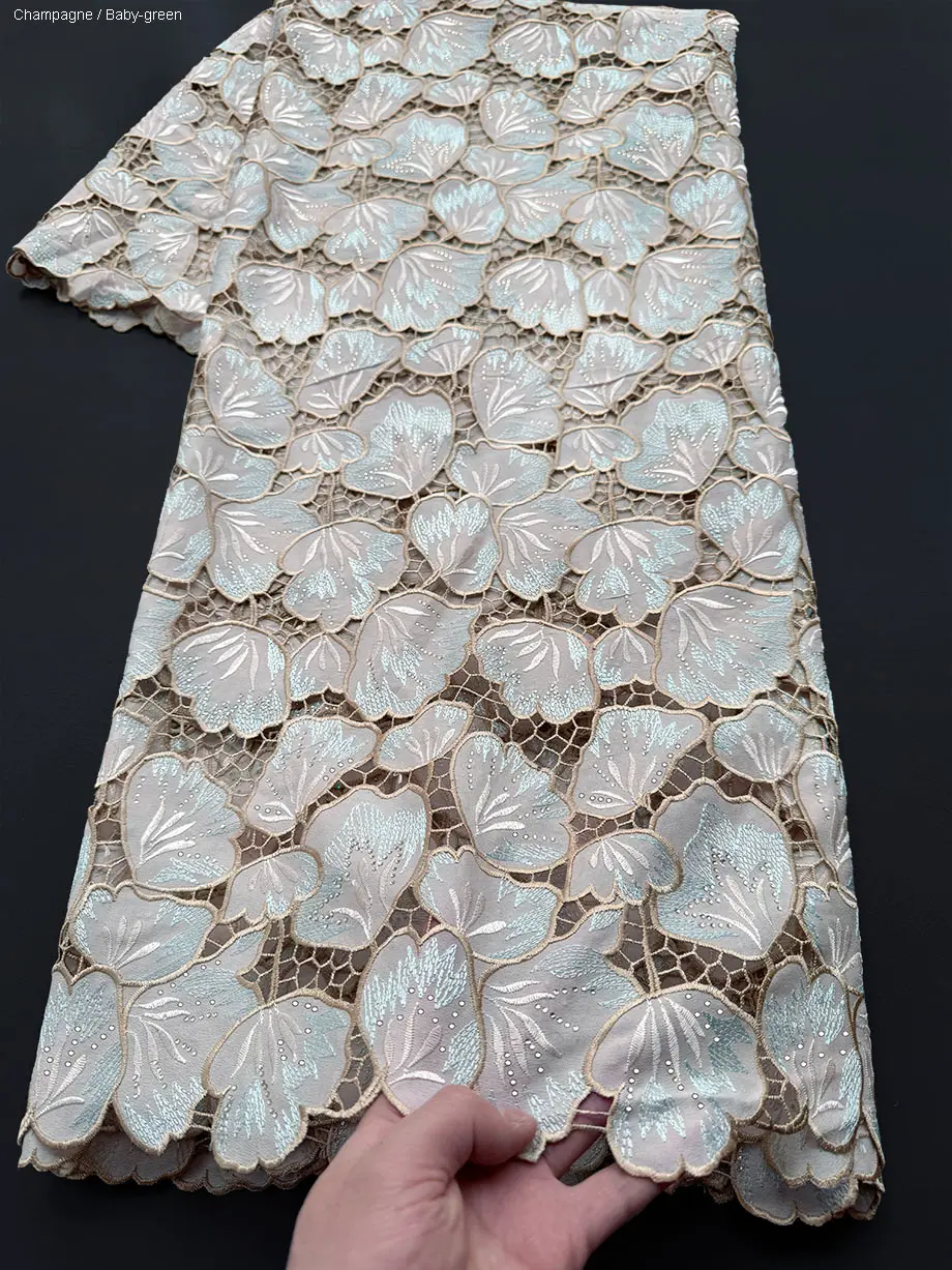Tissu Guipure africain en dentelle de Voile suisse, cordon brodé Original, respectueux de la peau, tissu de célébration utilisé pour la Robe Abaya de dubaï