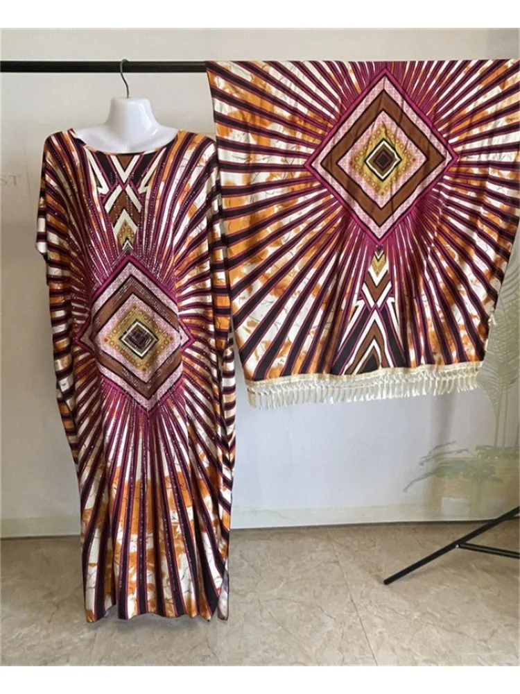 Abayas musulmanes pour femmes, ensembles de vêtements de prière imprimés en coton, Robe africaine ample avec grande écharpe Shwal, nouvelle collection 2025