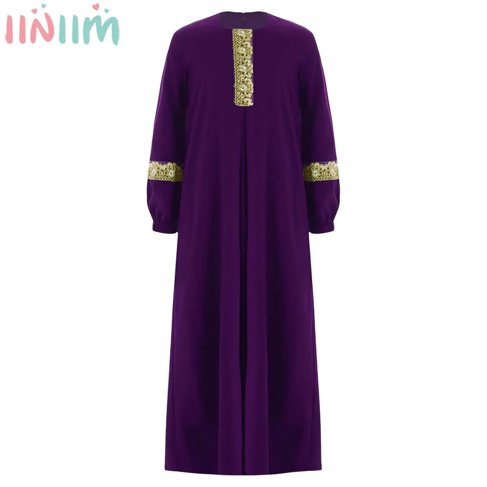 Robe Abaya musulmane du moyen-orient pour adolescentes, Costume de fête à thème d'halloween, mascarade du Ramadan Eid, Robe Maxi de prière à manches longues
