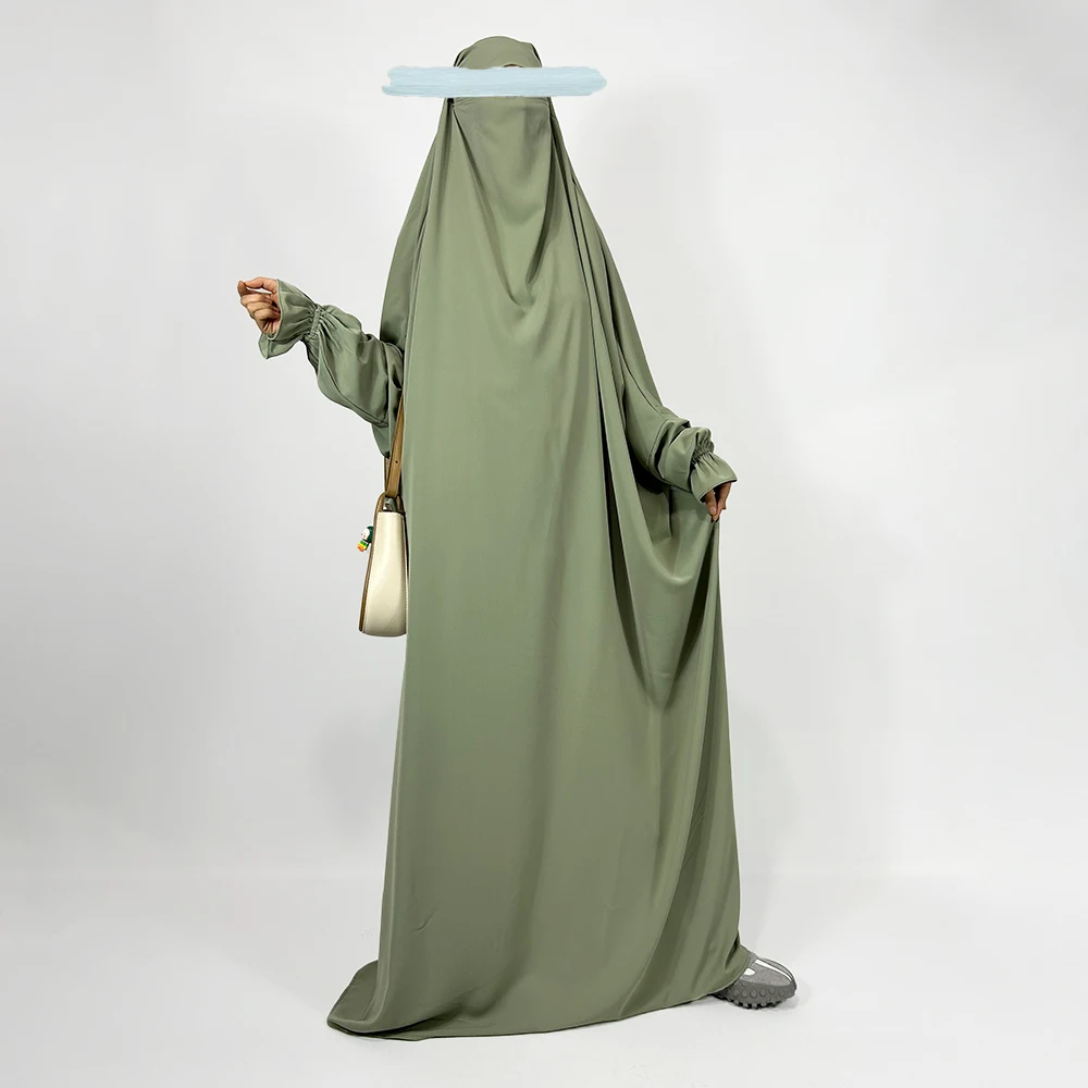 Jilbab une pièce avec bretelles Niqab manchette à volants léger respirant Nida vente en gros EID Ramadan robe de prière islamique musulmane