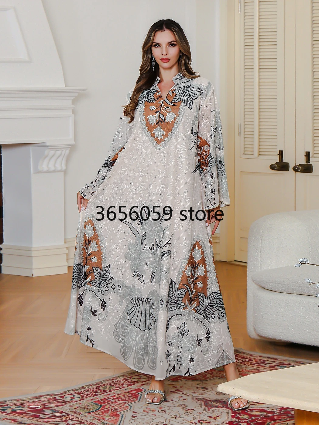 Femmes robe Abaya broderie impression dubaï fête longues robes Eid musulman Jalabiya Ramadan marocain caftan robes Largos arabe